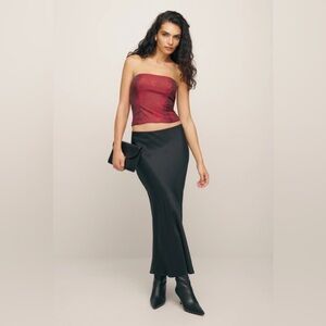 NWT Reformation Giorgia Tube Top Red Floral Jacquard in size 12